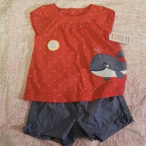 Summer top and shorts with polka dots and whale!